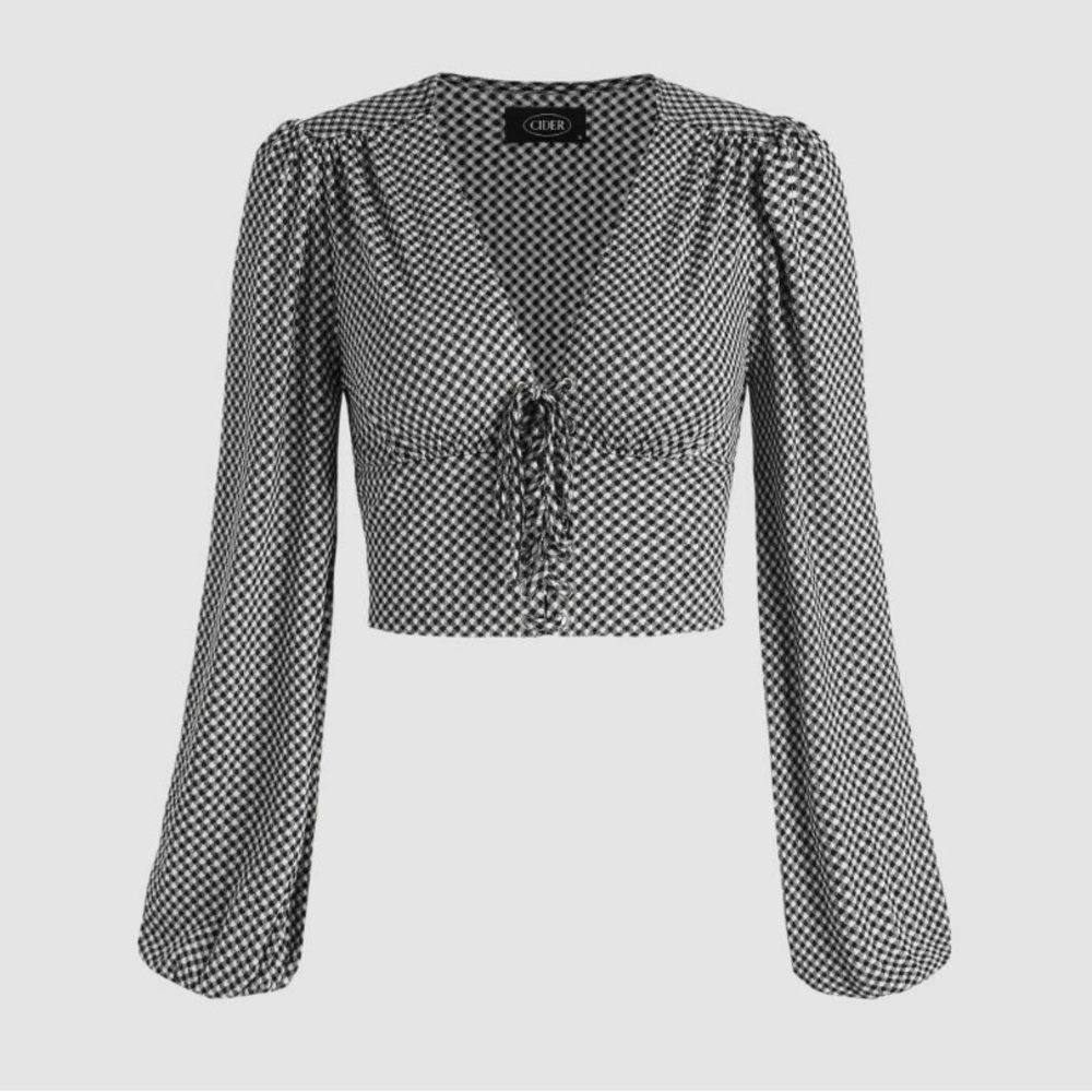 Check Pattern Long Sleeve Top